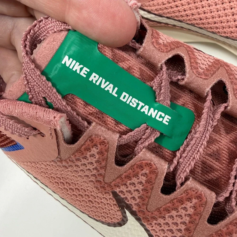 Nike Rival Distance Track Spikes Mens 11.5 Pink Green Racing Shoes NEW
